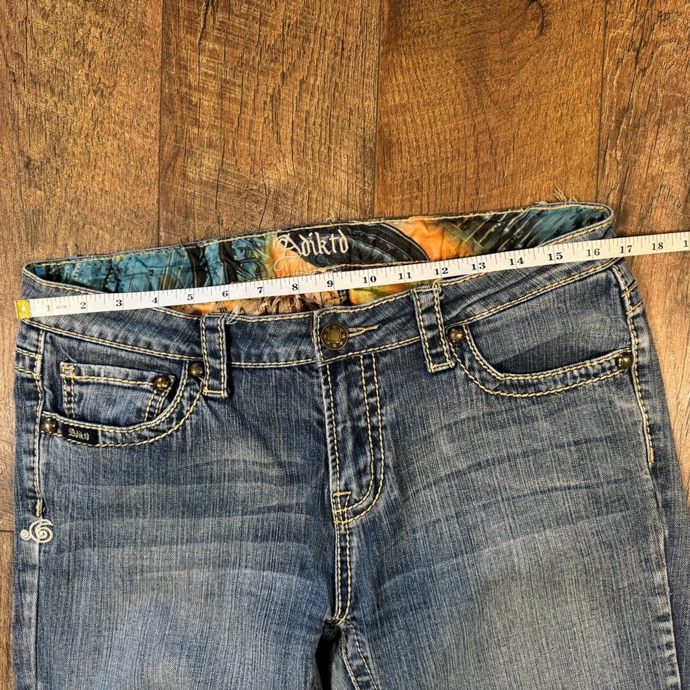Adiktd Light Medium Blue Straight Leg Jeans Embellished Pockets Size 12 - Picture 4 of 10
